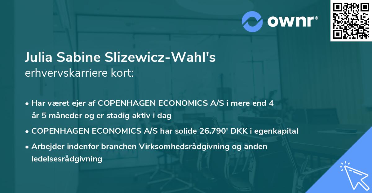 Julia Sabine Slizewicz-Wahl's erhvervskarriere kort