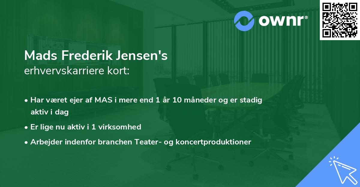Mads Frederik Jensen's erhvervskarriere kort