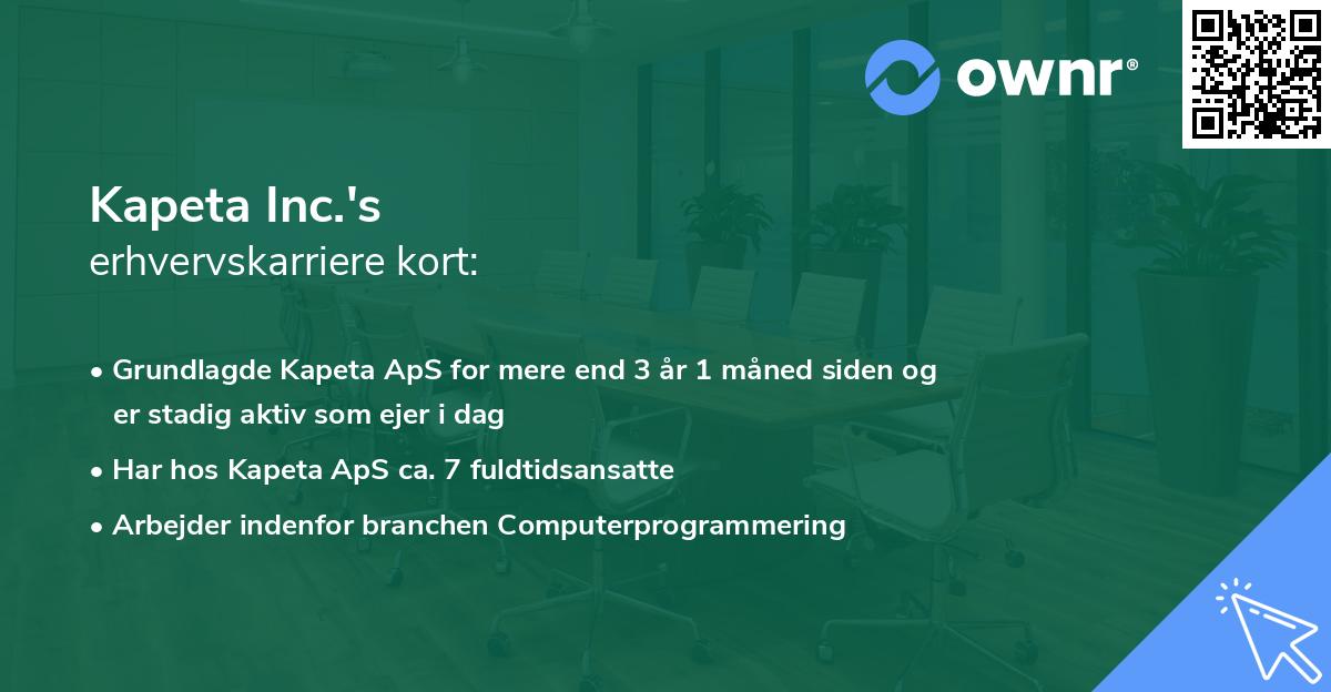Kapeta Inc.'s erhvervskarriere kort