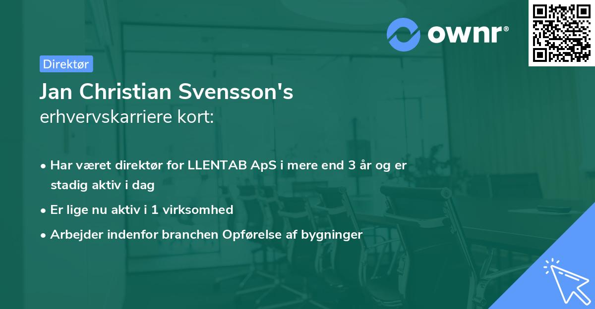 Jan Christian Svensson's erhvervskarriere kort