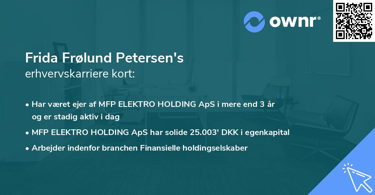 Frida Frølund Petersen's erhvervskarriere kort
