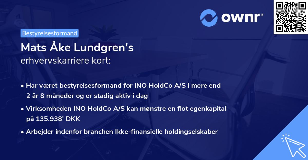 Mats Åke Lundgren's erhvervskarriere kort