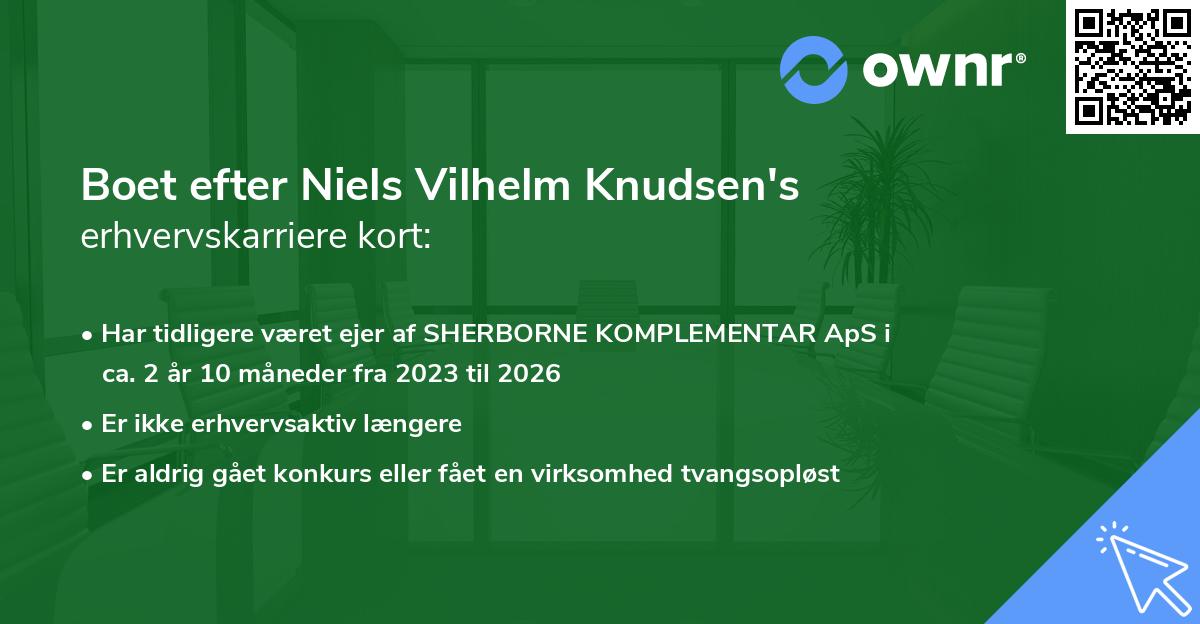 Boet efter Niels Vilhelm Knudsen's erhvervskarriere kort