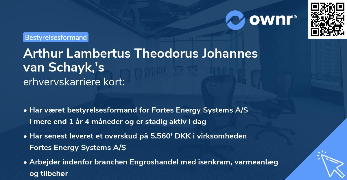 Arthur Lambertus Theodorus Johannes van Schayk,'s erhvervskarriere kort