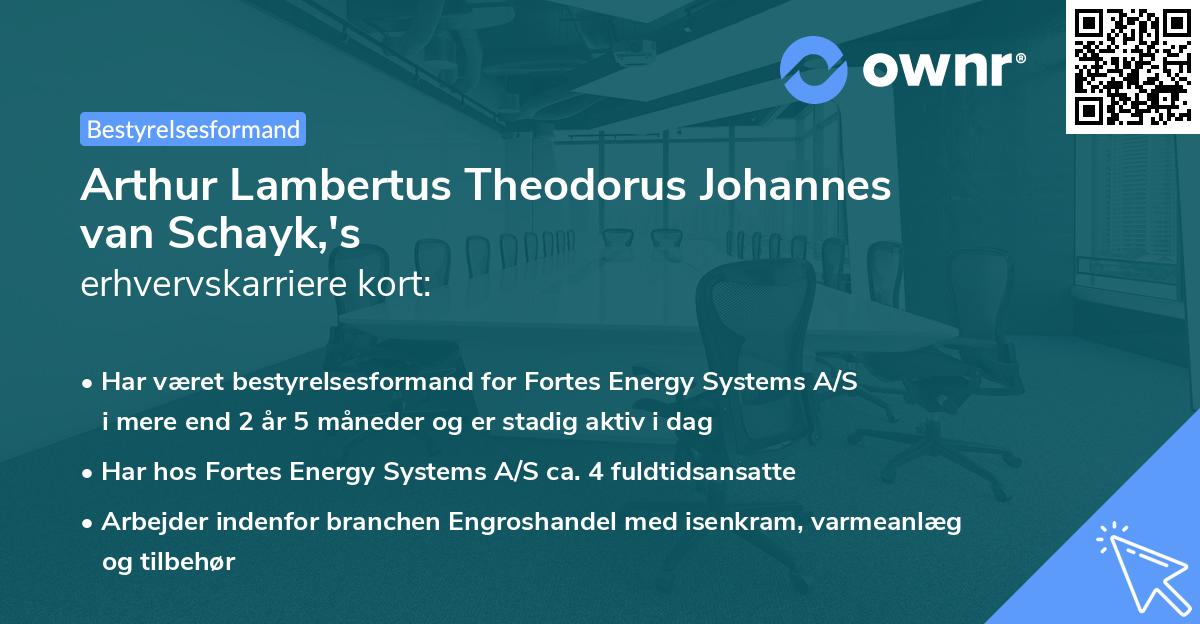 Arthur Lambertus Theodorus Johannes van Schayk,'s erhvervskarriere kort