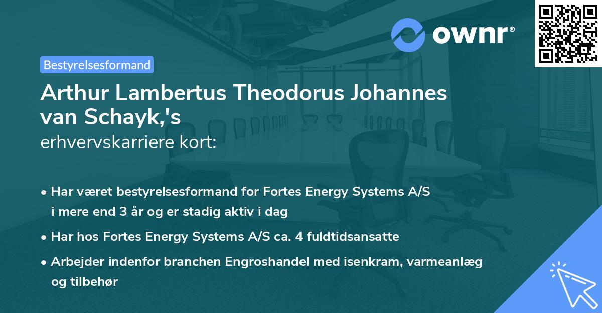 Arthur Lambertus Theodorus Johannes van Schayk,'s erhvervskarriere kort
