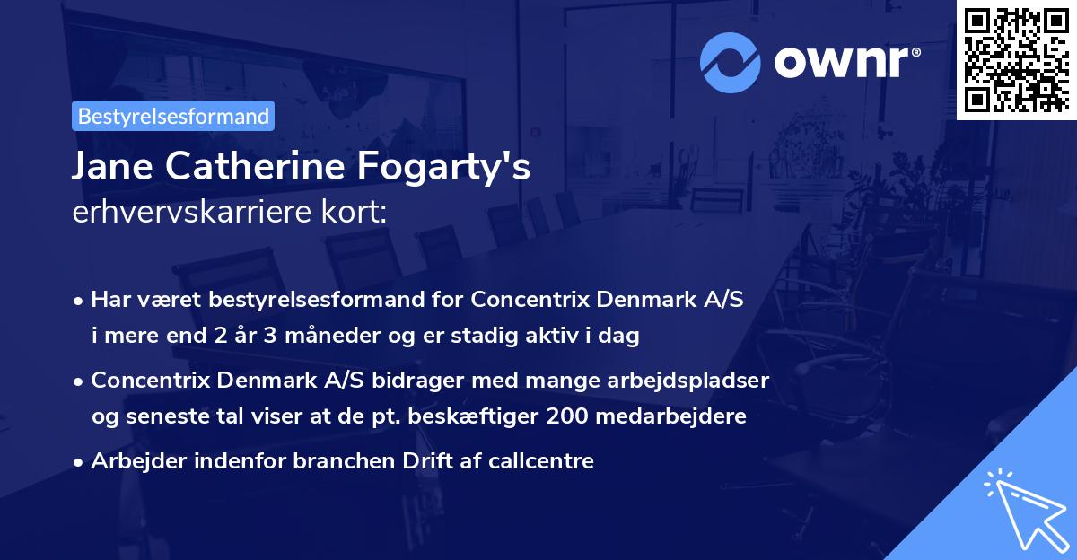 Jane Catherine Fogarty's erhvervskarriere kort
