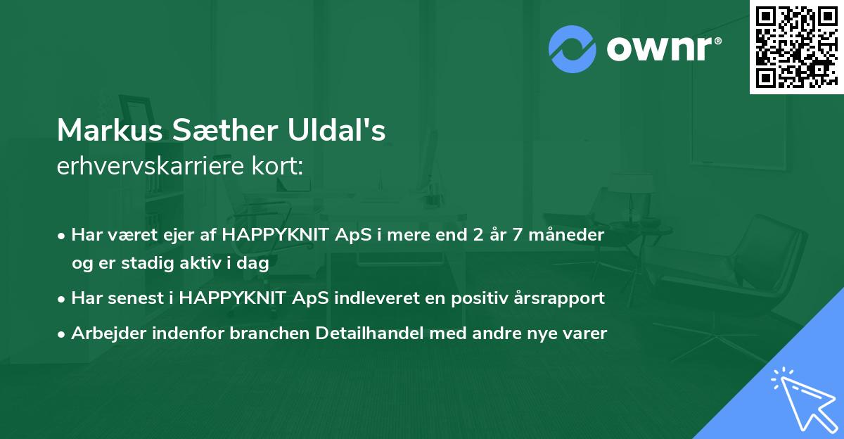 Markus Sæther Uldal's erhvervskarriere kort