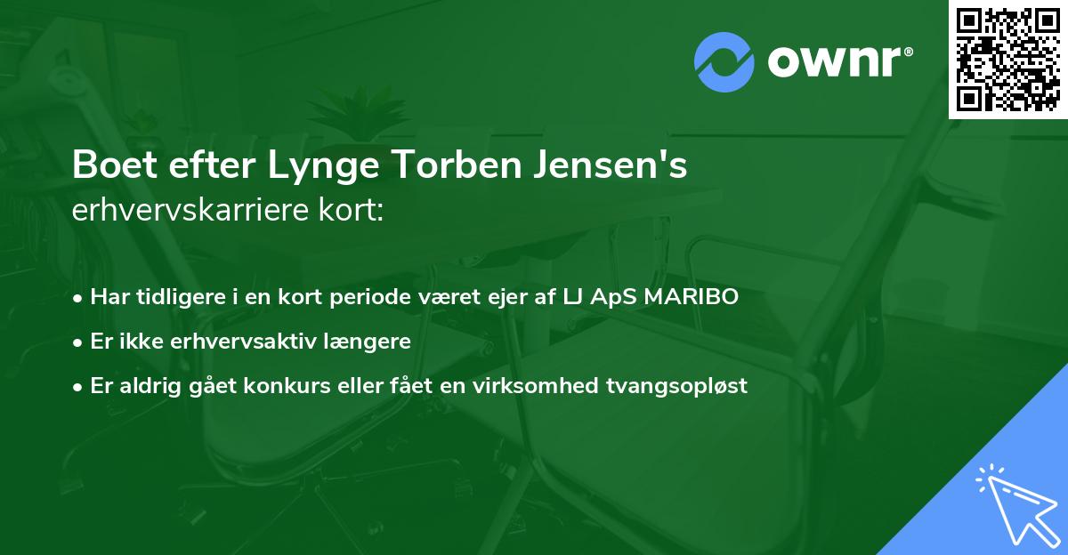 Boet efter Lynge Torben Jensen's erhvervskarriere kort