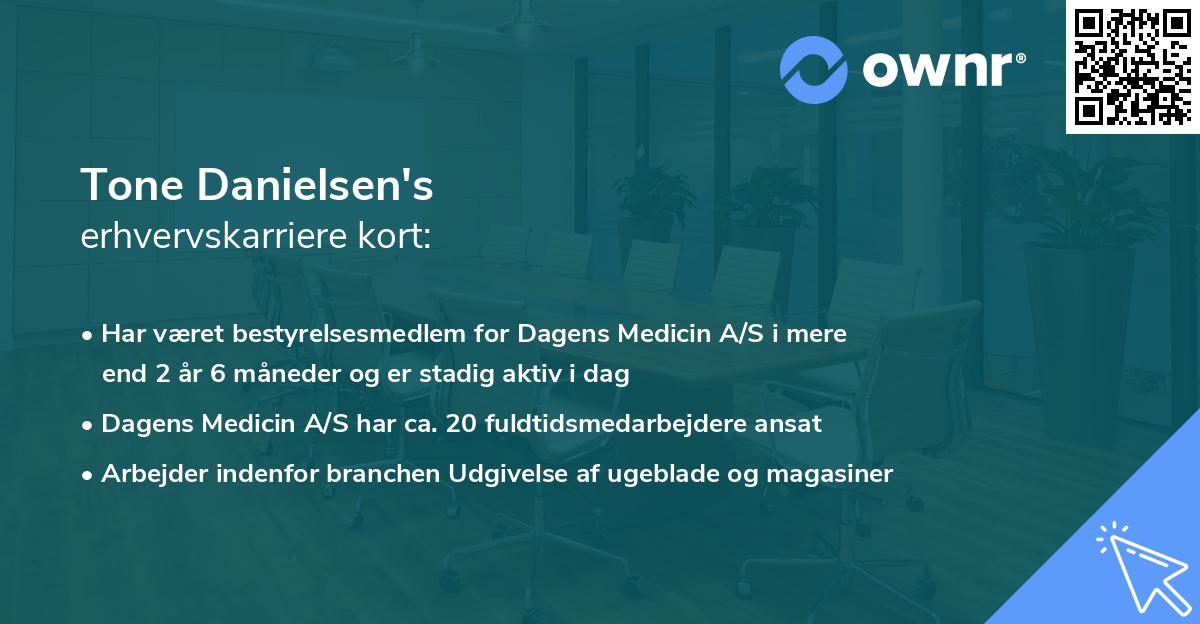 Tone Danielsen's erhvervskarriere kort