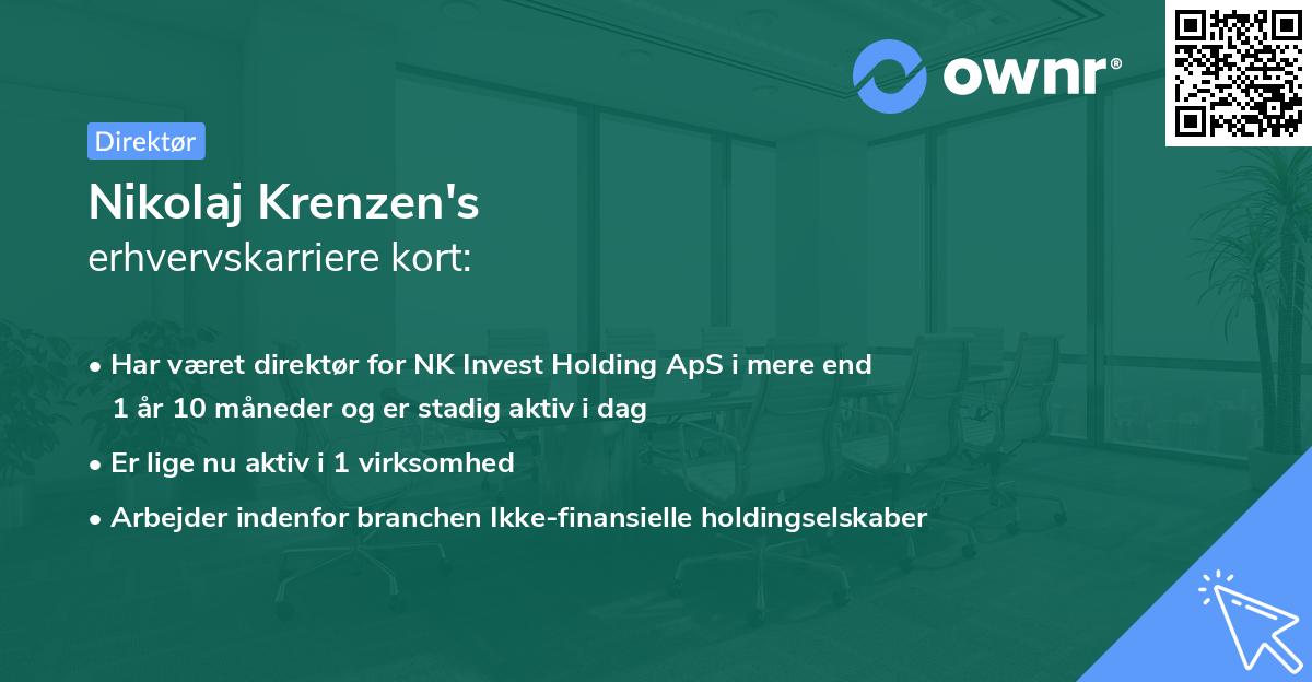 Nikolaj Krenzen's erhvervskarriere kort