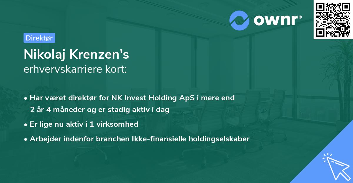 Nikolaj Krenzen's erhvervskarriere kort