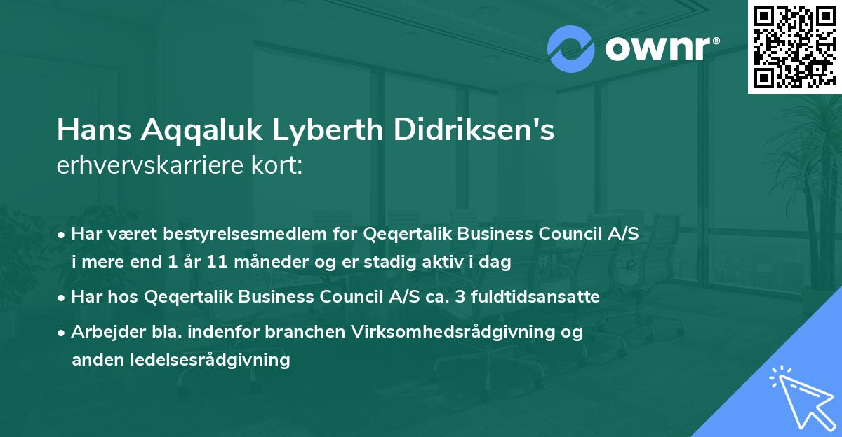 Hans Aqqaluk Lyberth Didriksen's erhvervskarriere kort