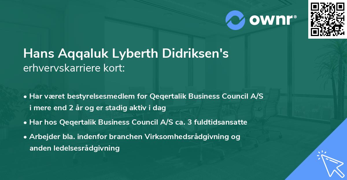 Hans Aqqaluk Lyberth Didriksen's erhvervskarriere kort
