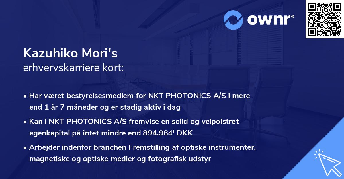 Kazuhiko Mori's erhvervskarriere kort