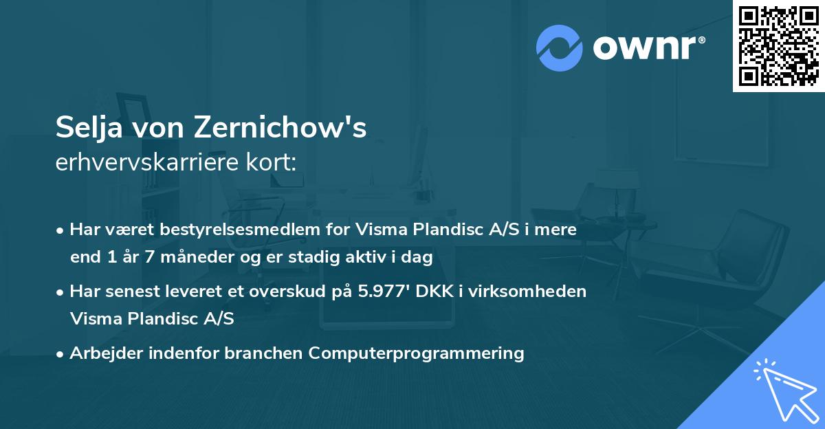 Selja von Zernichow's erhvervskarriere kort