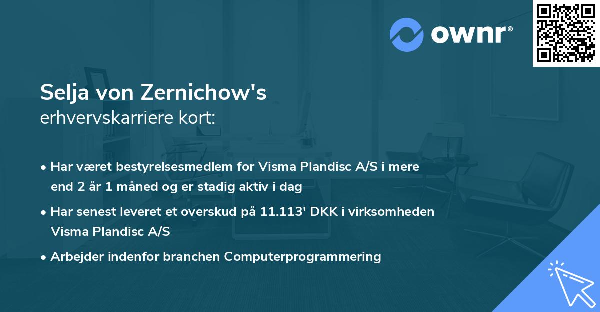 Selja von Zernichow's erhvervskarriere kort