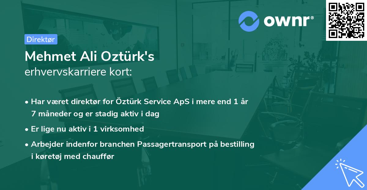 Mehmet Ali Oztürk's erhvervskarriere kort