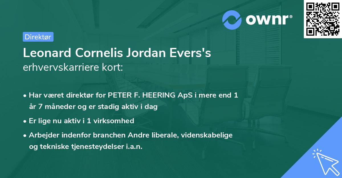 Leonard Cornelis Jordan Evers's erhvervskarriere kort
