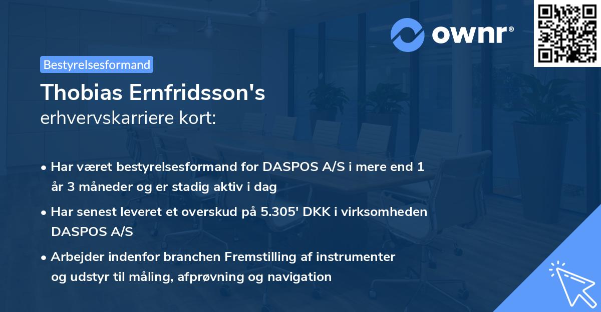 Thobias Ernfridsson's erhvervskarriere kort