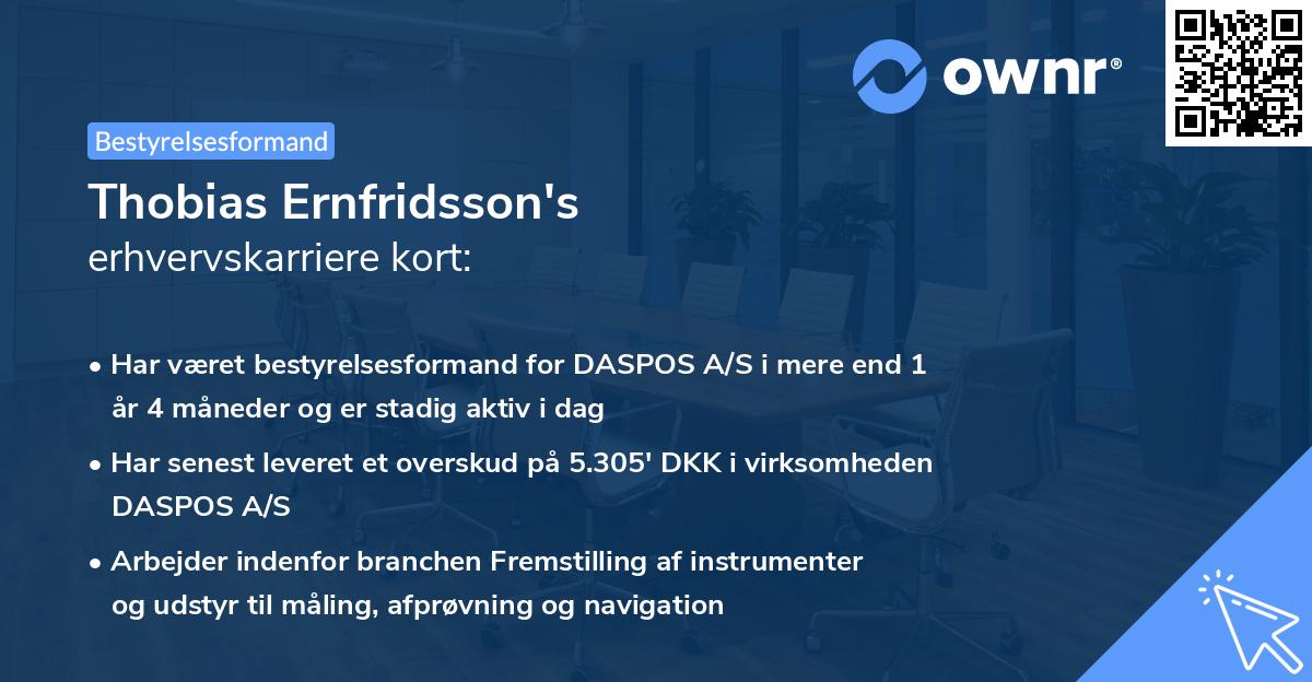 Thobias Ernfridsson's erhvervskarriere kort
