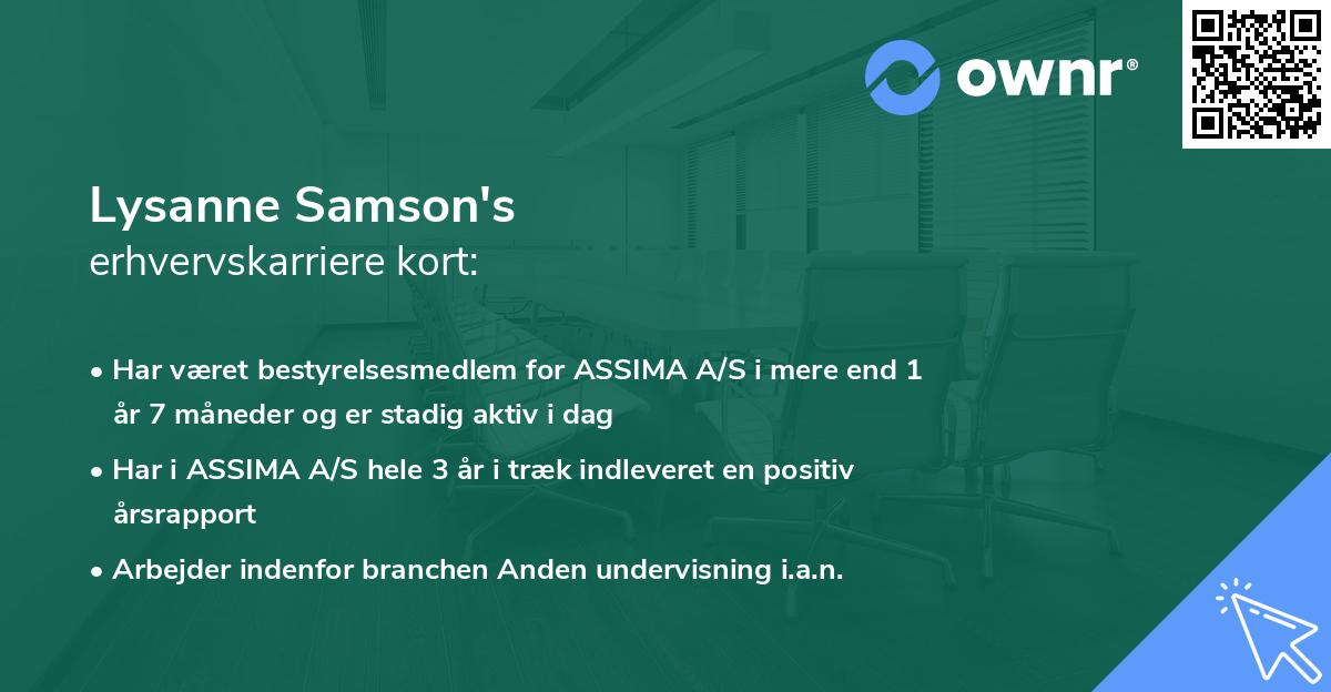 Lysanne Samson's erhvervskarriere kort