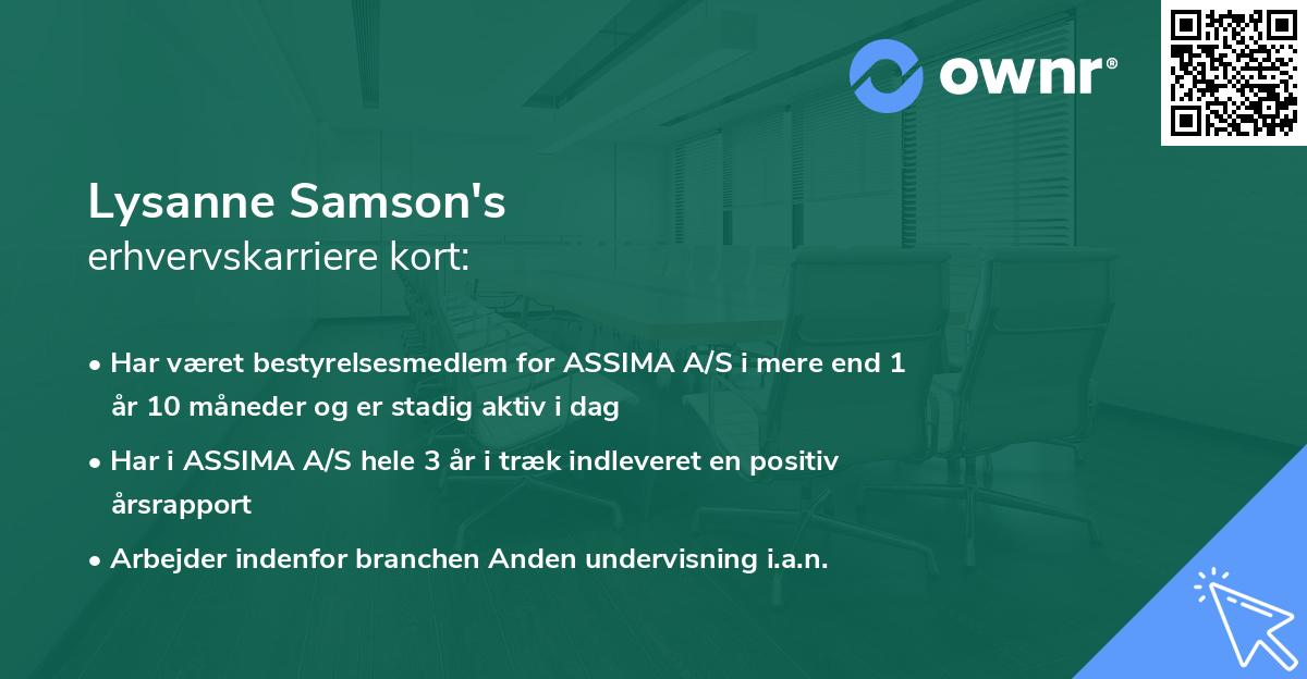 Lysanne Samson's erhvervskarriere kort