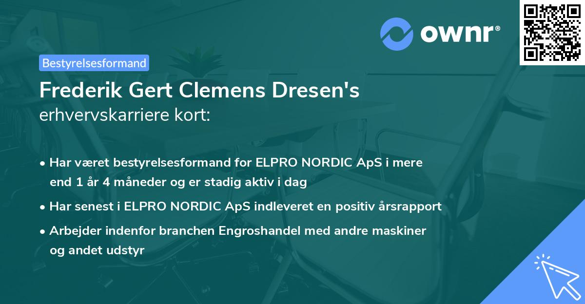 Frederik Gert Clemens Dresen's erhvervskarriere kort