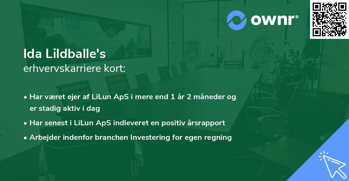 Ida Lildballe's erhvervskarriere kort