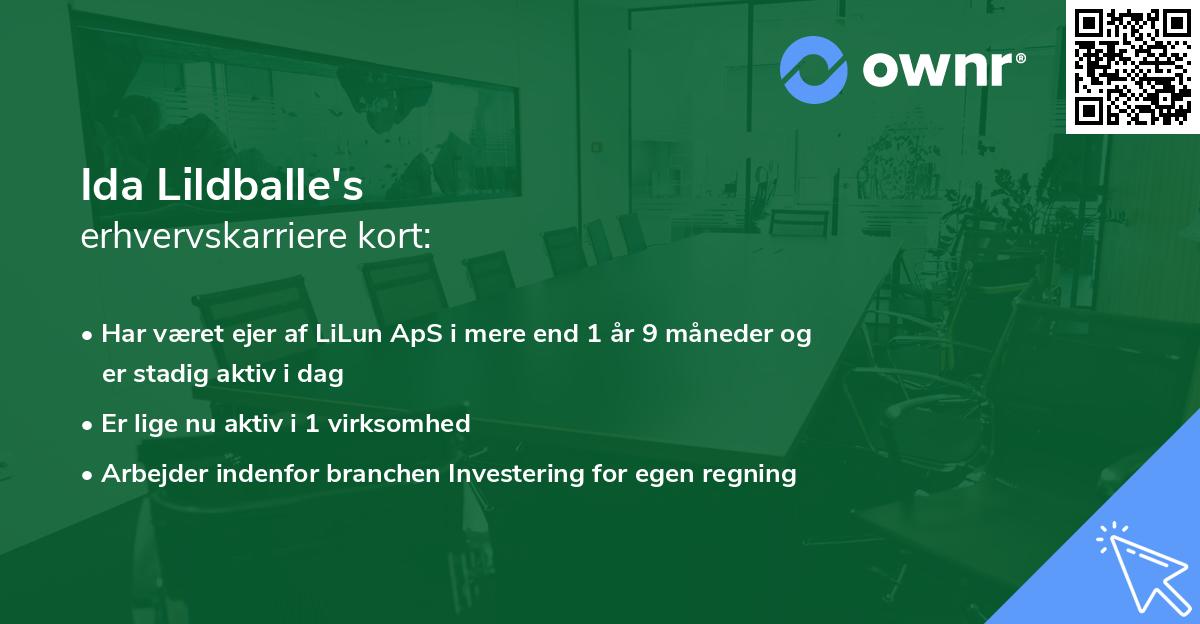 Ida Lildballe's erhvervskarriere kort