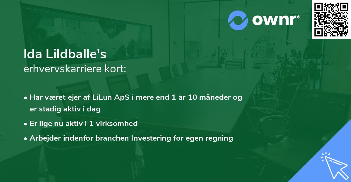 Ida Lildballe's erhvervskarriere kort