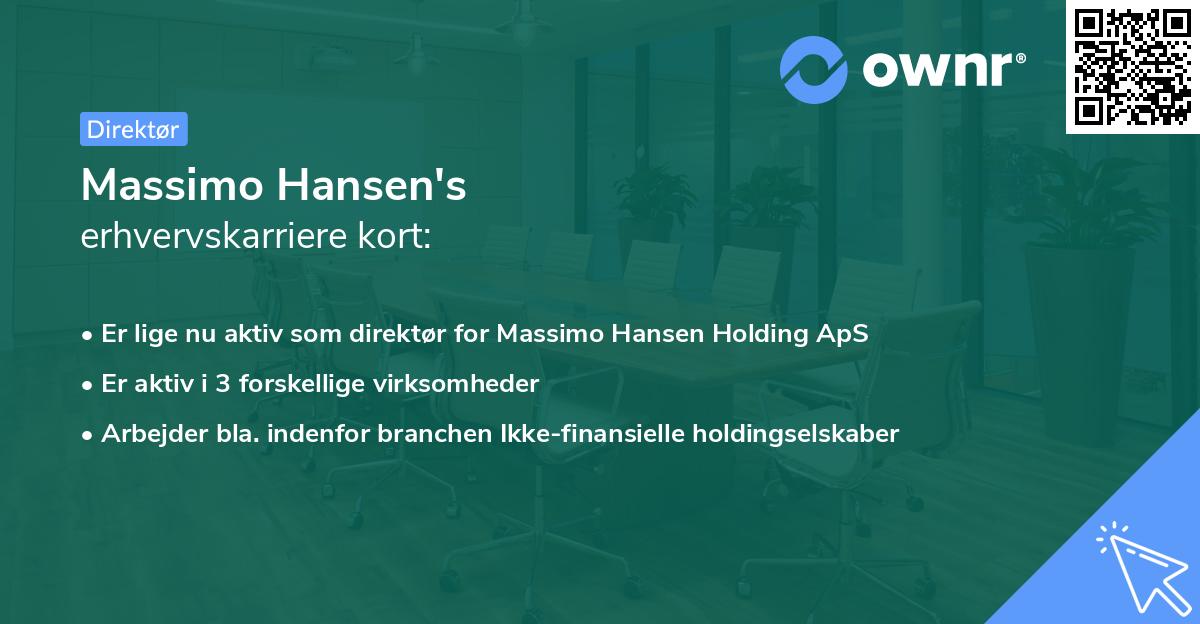 Massimo Hansen's erhvervskarriere kort