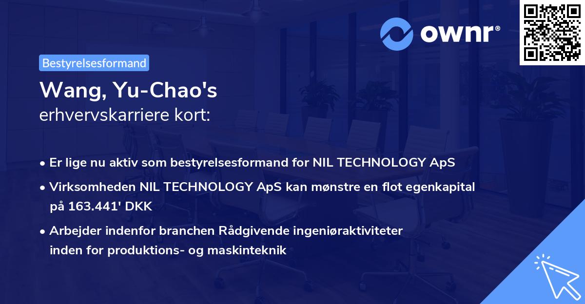 Wang, Yu-Chao's erhvervskarriere kort