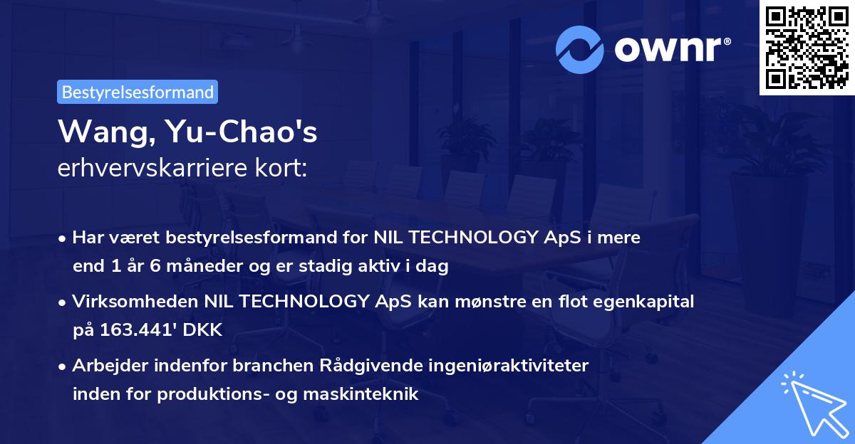 Wang, Yu-Chao's erhvervskarriere kort