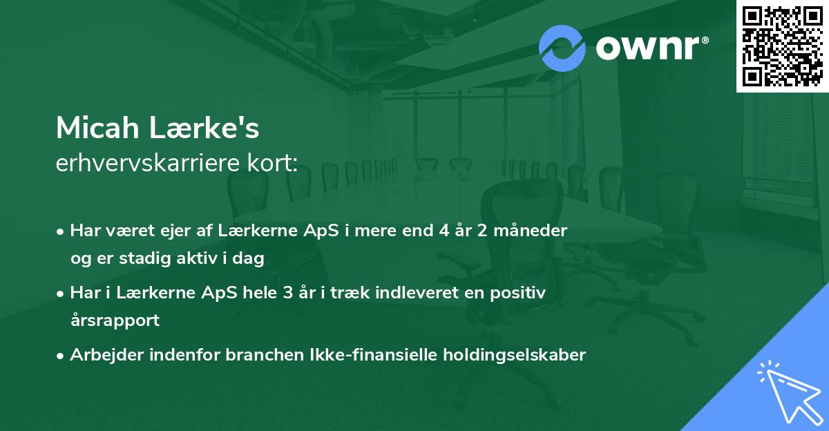 Micah Lærke's erhvervskarriere kort