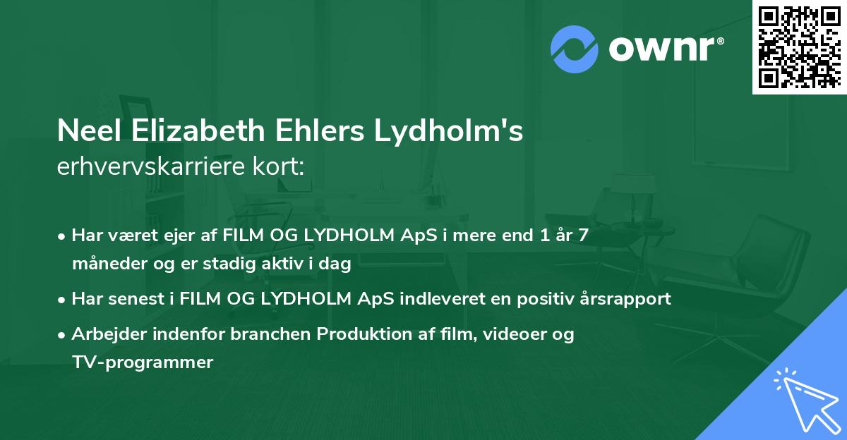 Neel Elizabeth Ehlers Lydholm's erhvervskarriere kort