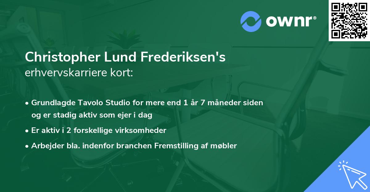 Christopher Lund Frederiksen's erhvervskarriere kort