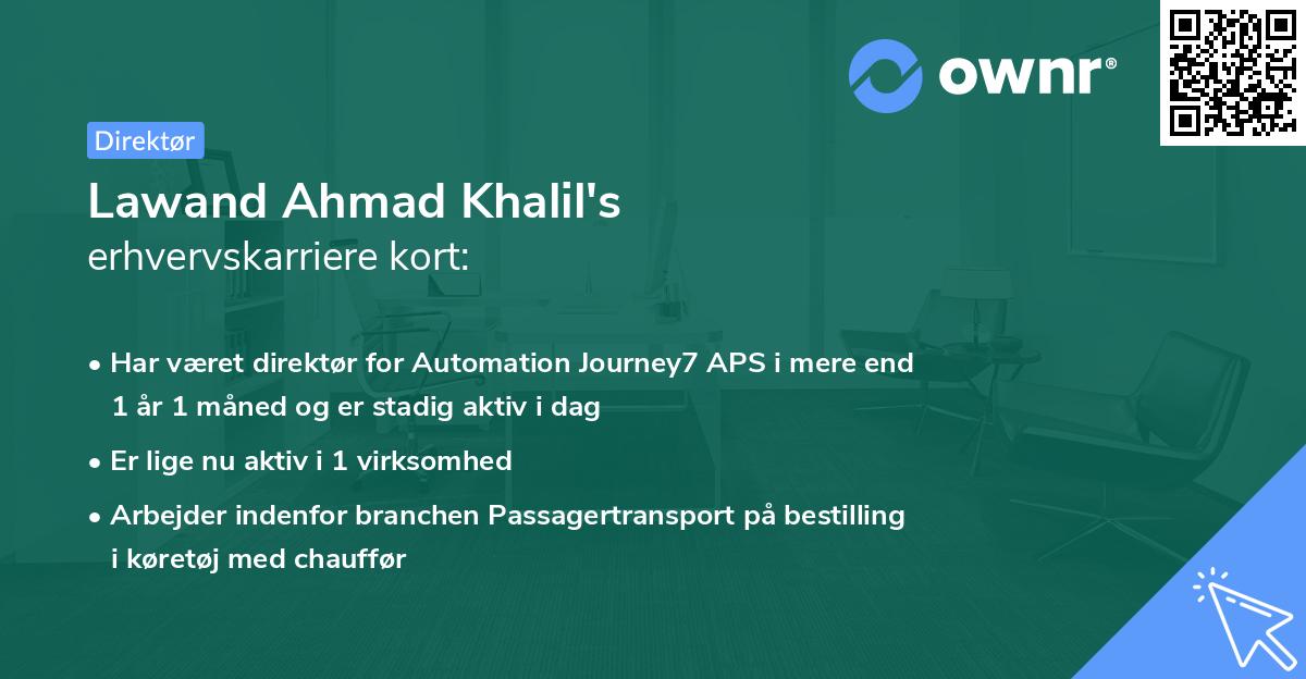 Lawand Ahmad Khalil's erhvervskarriere kort