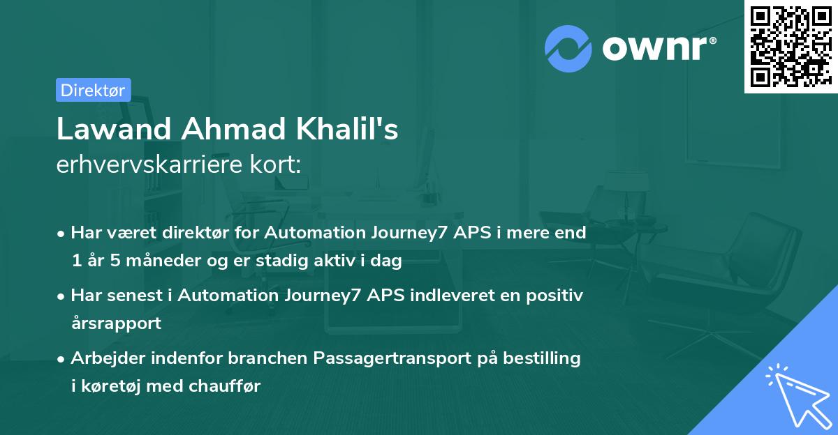 Lawand Ahmad Khalil's erhvervskarriere kort