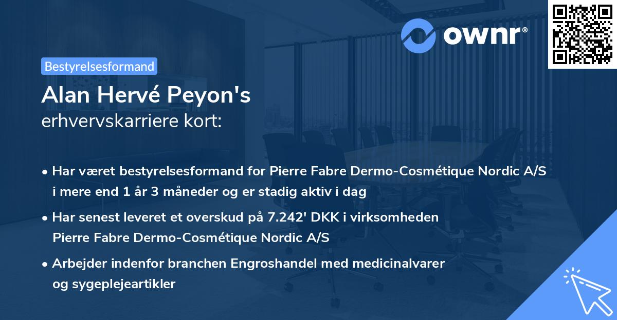Alan Hervé Peyon's erhvervskarriere kort