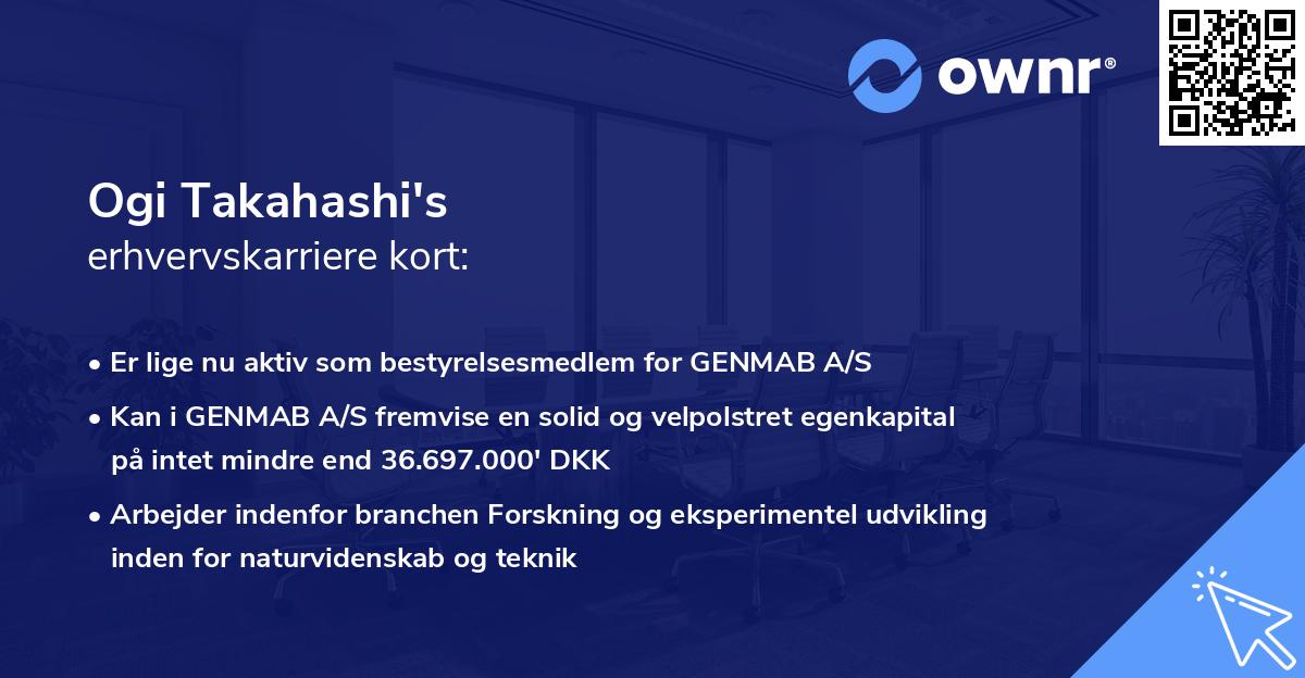 Ogi Takahashi's erhvervskarriere kort