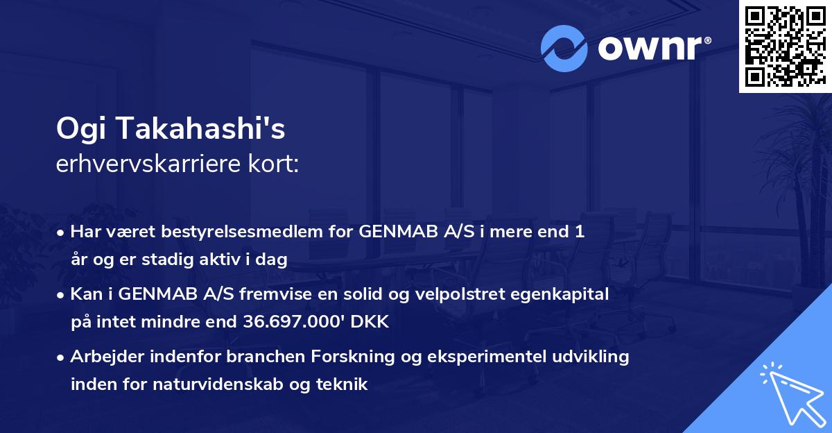 Ogi Takahashi's erhvervskarriere kort