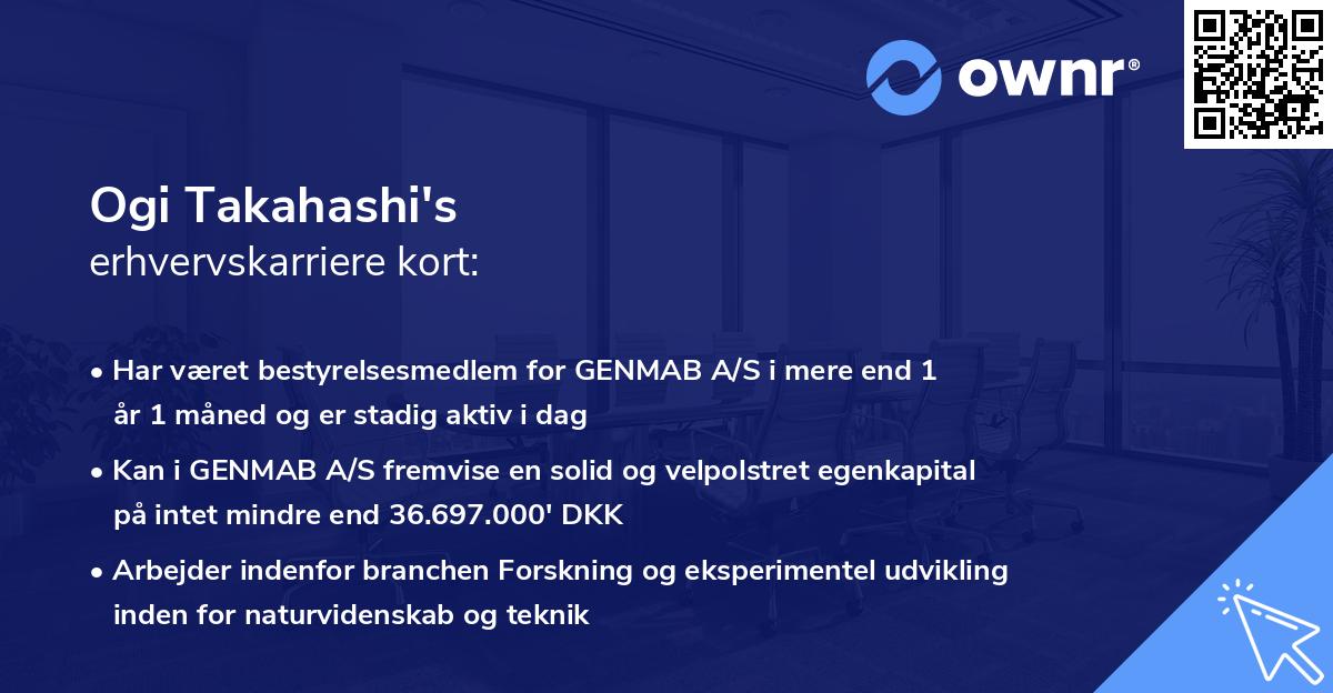 Ogi Takahashi's erhvervskarriere kort
