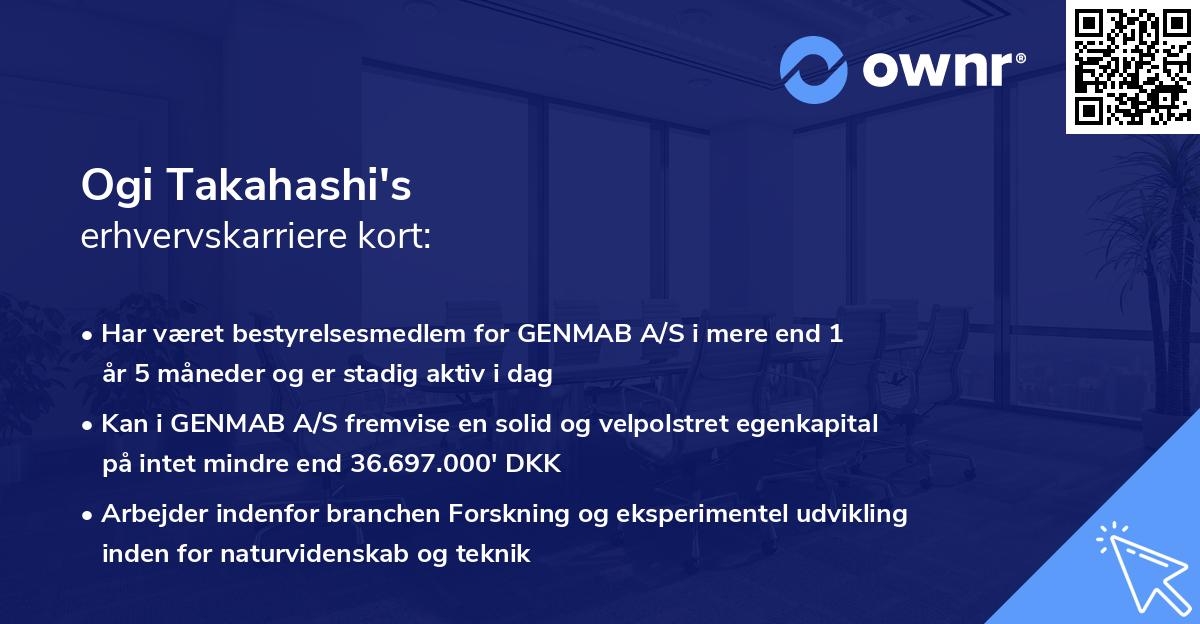 Ogi Takahashi's erhvervskarriere kort