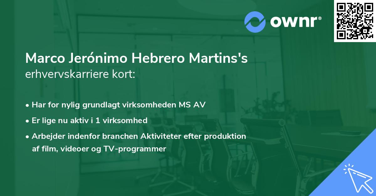 Marco Jerónimo Hebrero Martins's erhvervskarriere kort