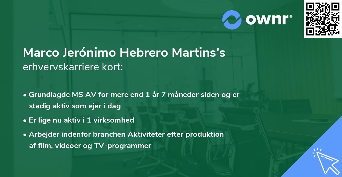 Marco Jerónimo Hebrero Martins's erhvervskarriere kort