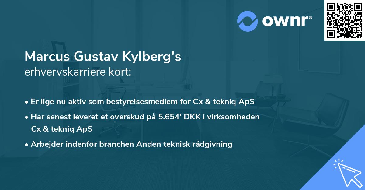 Marcus Gustav Kylberg's erhvervskarriere kort