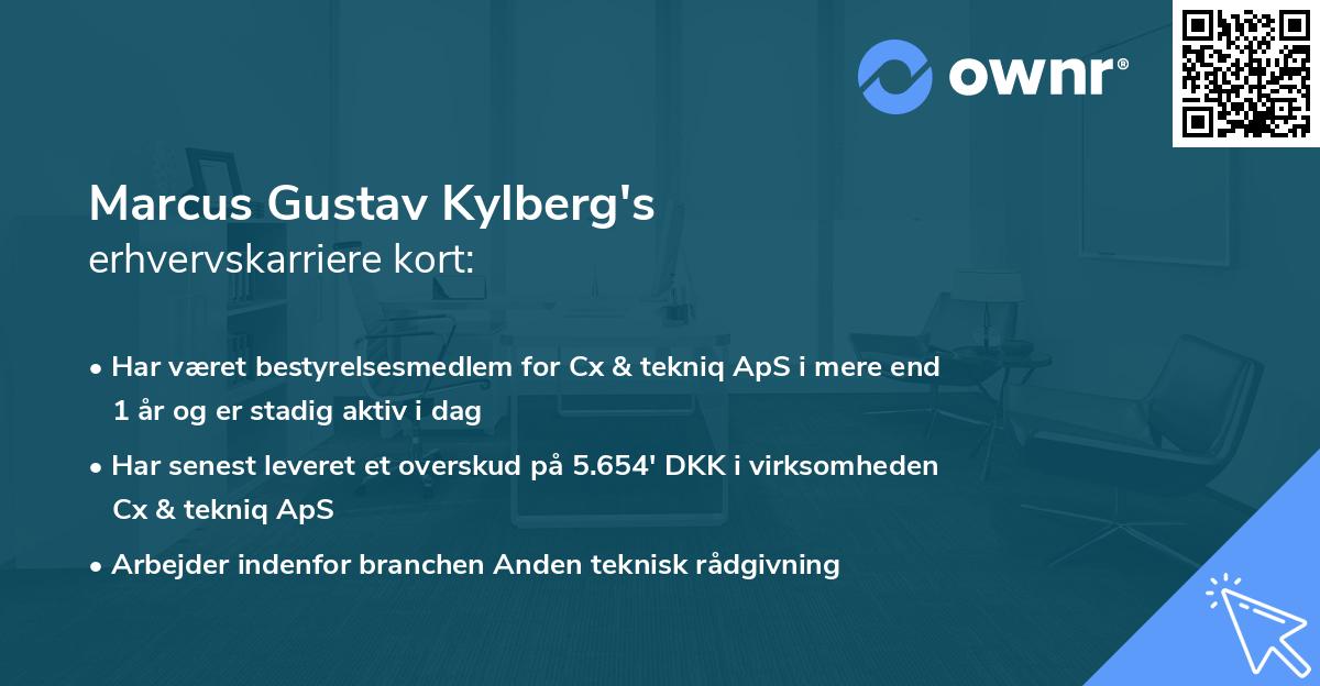 Marcus Gustav Kylberg's erhvervskarriere kort