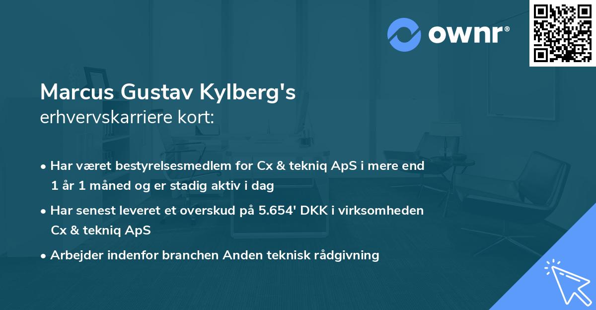 Marcus Gustav Kylberg's erhvervskarriere kort