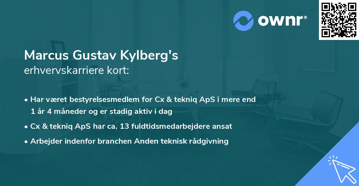 Marcus Gustav Kylberg's erhvervskarriere kort